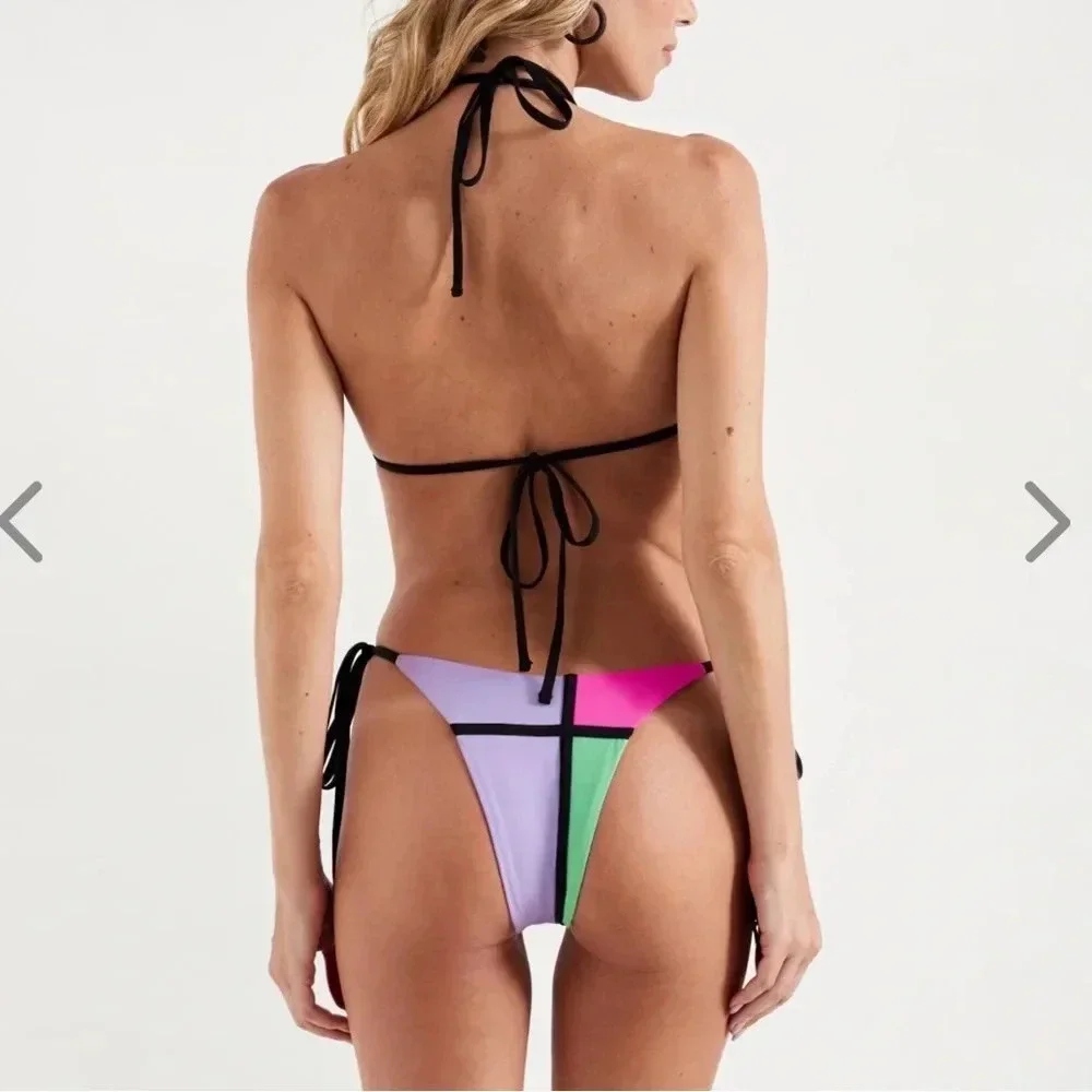 NWT OneOne Swimwear SET Bikini New Cute Tokyo Yaira Katia Triangle Colorblock - Picture 5 of 12